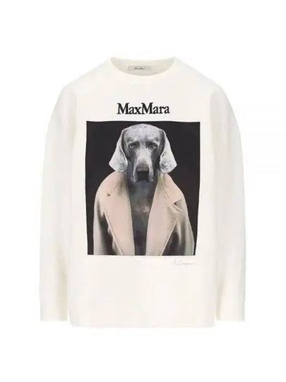 Embroidered Logo Crewneck Sweatshirt White - MAX MARA - BALAAN 2