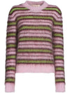 Women's Striped Mohair Crew Neck Knit Top Pink - MARNI - BALAAN 1