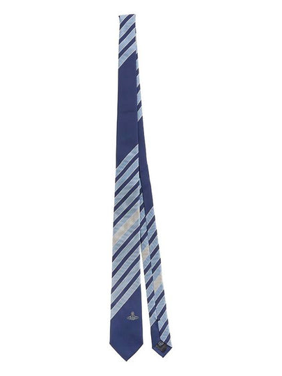 Embroidered Logo Silk Tie Blue - VIVIENNE WESTWOOD - BALAAN 2