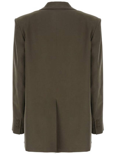 'Guia' Green Single-Breasted Jacket With Notched Revers And Shoulder Pads In Wool Blend Stretch Woman - ANDAMANE - BALAAN 2