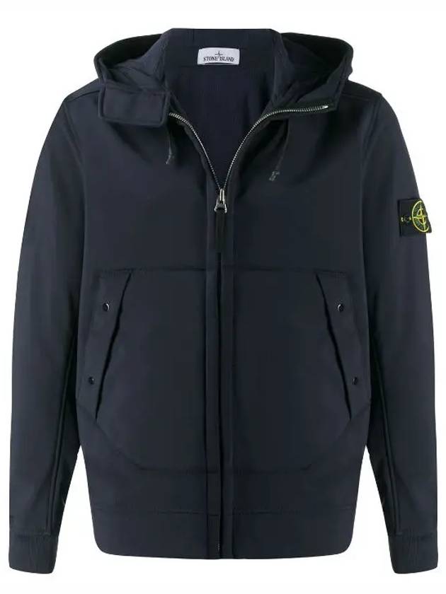 Wappen Patch Soft Shell R Fleece Hooded Jacket Navy - STONE ISLAND - BALAAN 3