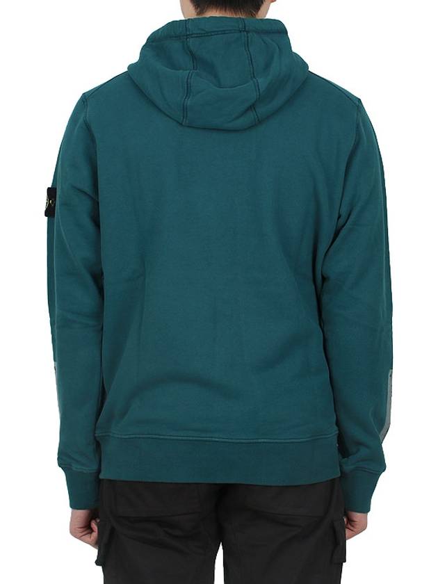 Tape For Print Brushed Cotton Fleece Hoodie Petrol Green - STONE ISLAND - BALAAN 5