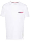 Men's Medium Weight Jersey Tipped Pocket Crewneck Short Sleeve T-Shirt White - THOM BROWNE - BALAAN 2