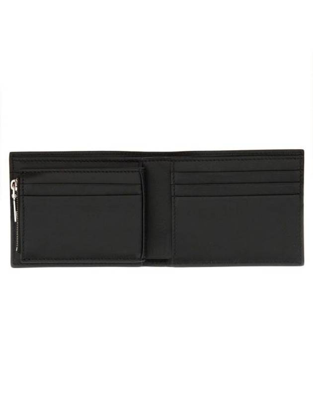 Logo Plaque Bifold Half Wallet Black - ALEXANDER MCQUEEN - BALAAN 3