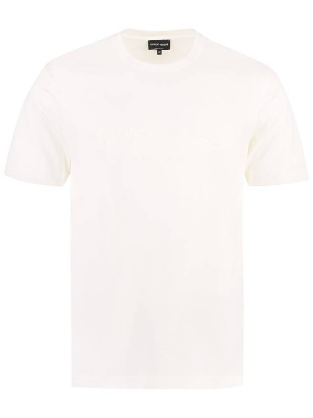 Giorgio Armani Logo Embroidery Cotton T-Shirt - GIORGIO ARMANI - BALAAN 1