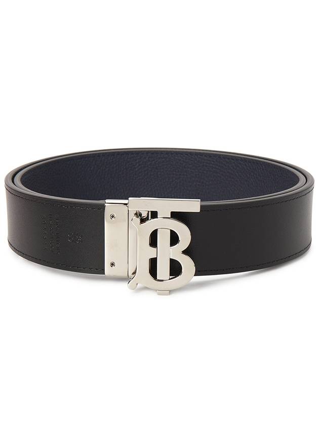 Reversible Monogram Leather Belt Navy - BURBERRY - BALAAN 3