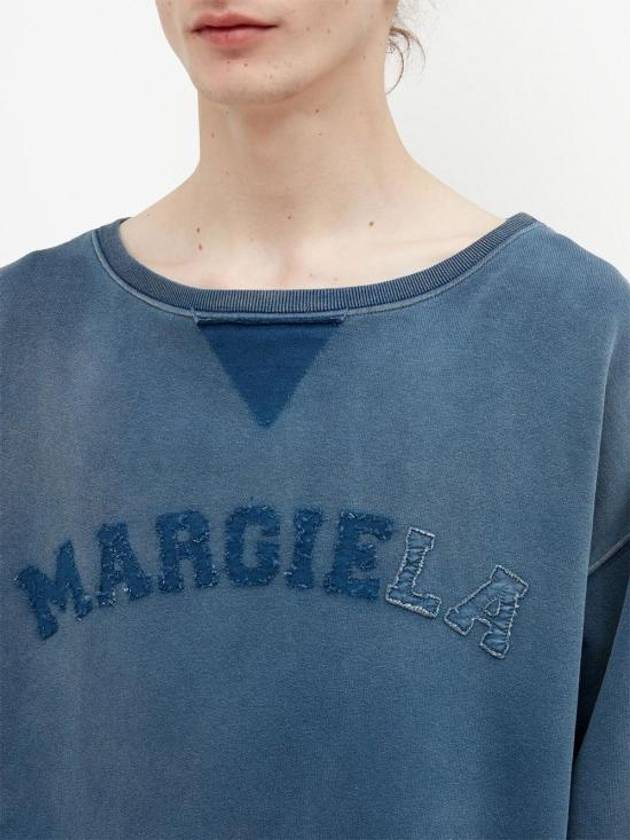 Oversized Fit Logo Sweatshirt Blue - MAISON MARGIELA - BALAAN 3