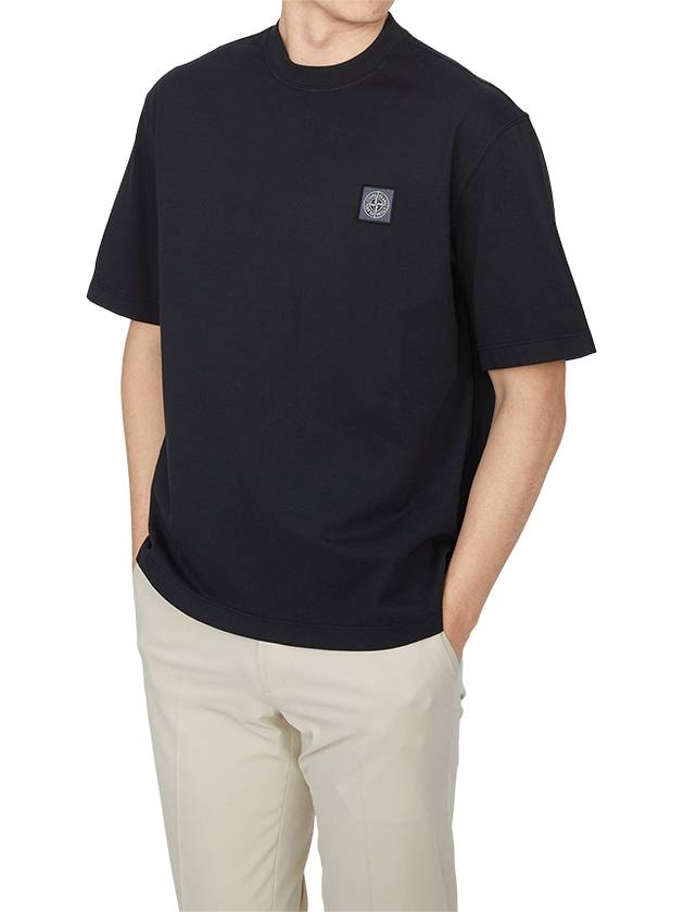 Combed Organic Cotton Jersey Short Sleeve T-Shirt Black - STONE ISLAND - BALAAN 5