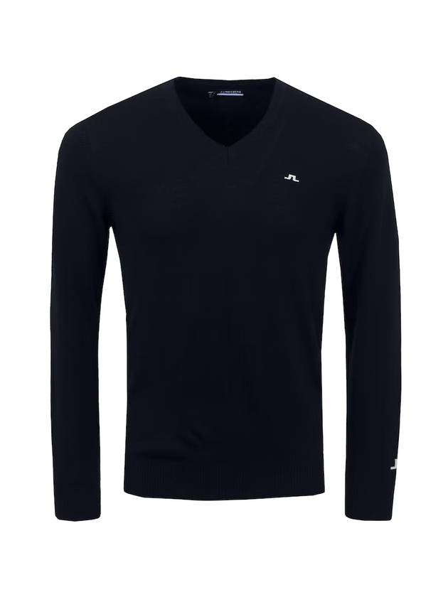 Men's Lehman V-Neck Sweater Navy - J.LINDEBERG - BALAAN 1