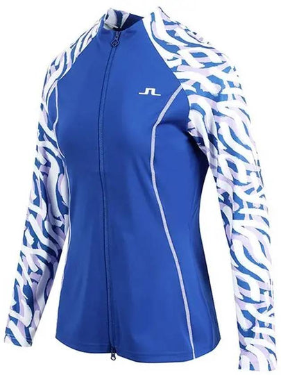 June Print Zebra Mid Layer Zip-Up Jacket Blue - J.LINDEBERG - BALAAN 2