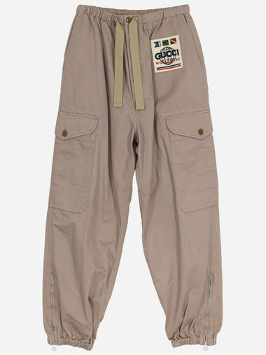 Men's Logo Pattern Cargo Track Pants Oatmeal - GUCCI - BALAAN 1