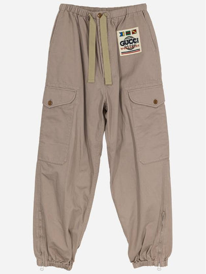 Men's Logo Pattern Cargo Track Pants Oatmeal - GUCCI - BALAAN 2