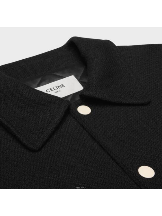 Textured Wool Baseball Teddy Jacket Black - CELINE - BALAAN 3