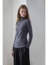 Kaisienne Slim Fit Layered Neck Polar T Shirt Charcoal Gray - CAHIERS - BALAAN 3