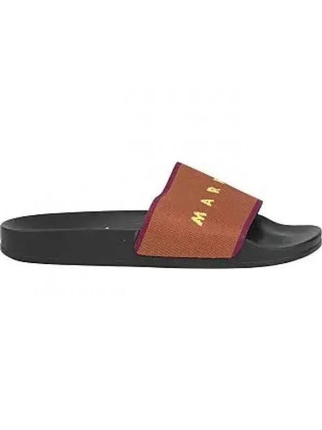 Logo Jacquard Rubber Slippers Brown - MARNI - BALAAN 1