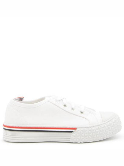 Striped Trim Lace-up Low Top Sneakers White - THOM BROWNE - BALAAN 2