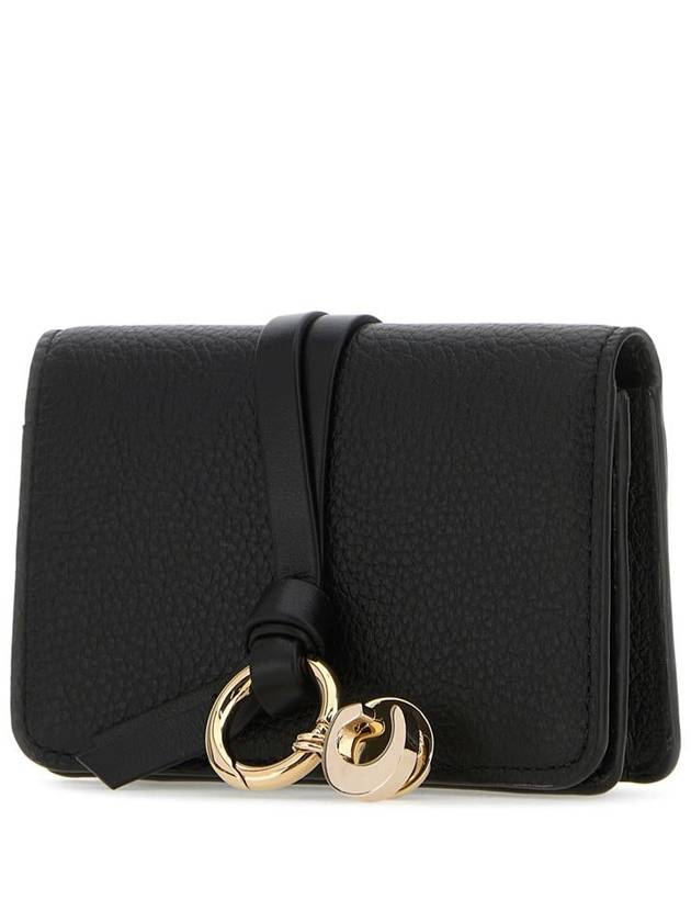 Alphabet Leather Flap Card Wallet Black - CHLOE - BALAAN 3