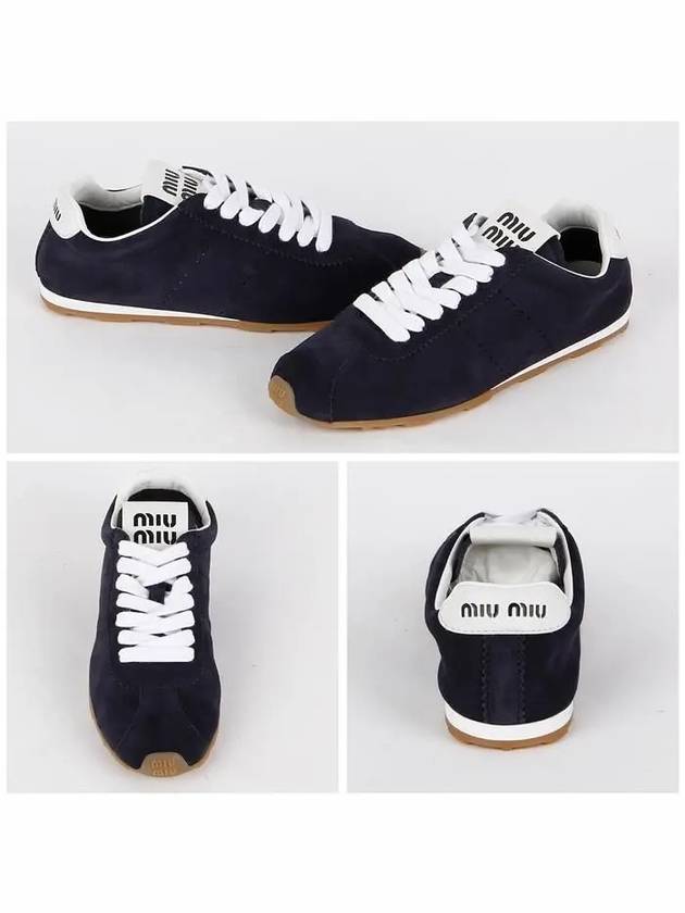 Suede Low Top Sneakers Navy - MIU MIU - BALAAN 3