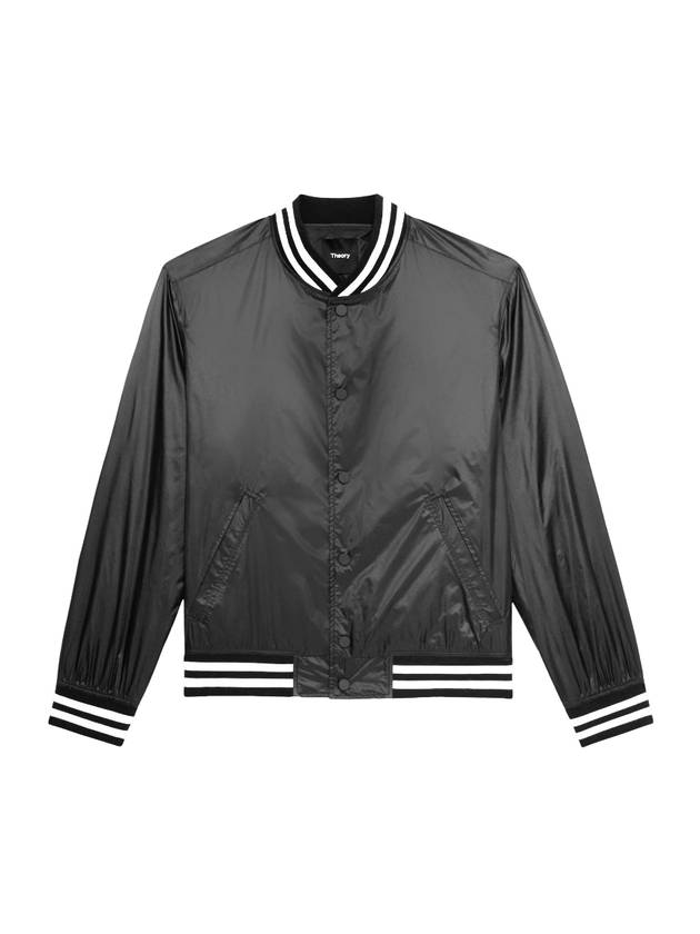 Nylon Varsity Bomber Jacket Black - THEORY - BALAAN 1