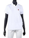 Heart Logo Polo Shirt White - AMI - BALAAN 6