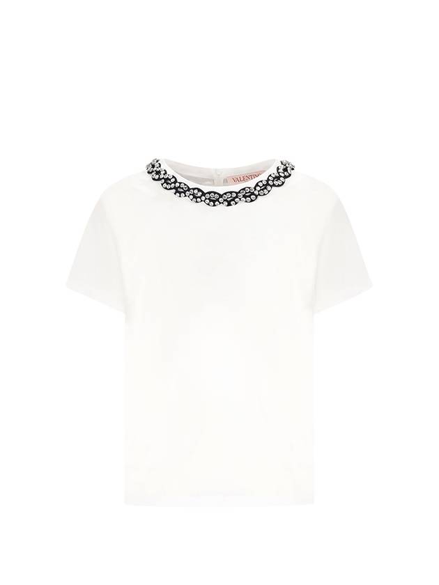 T-SHIRT WITH EMBROIDERY AND STRASS - VALENTINO - BALAAN 1