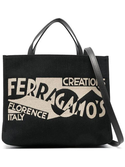 Logo Print Tote Bag Black - SALVATORE FERRAGAMO - BALAAN 2