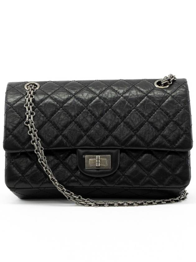 255 Chain Vintage Calfskin Ruthenium Medium Flap Shoulder Bag Black - CHANEL - BALAAN 2