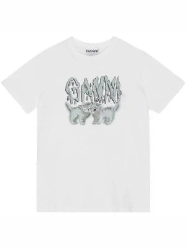 Logo Print Short Sleeve T-Shirt White - GANNI - BALAAN 2