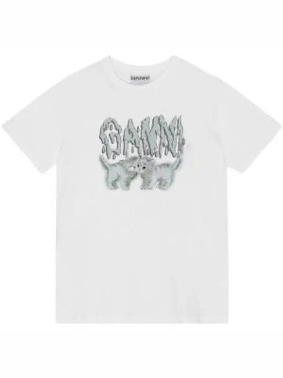 Logo Print Short Sleeve T-Shirt White - GANNI - BALAAN 2