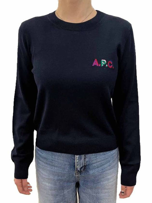 Aria Logo Crew Neck Sweatshirt Navy - A.P.C. - BALAAN 2