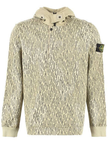 Wappen Patch Rain Camo Button Hoodie Beige - STONE ISLAND - BALAAN 1