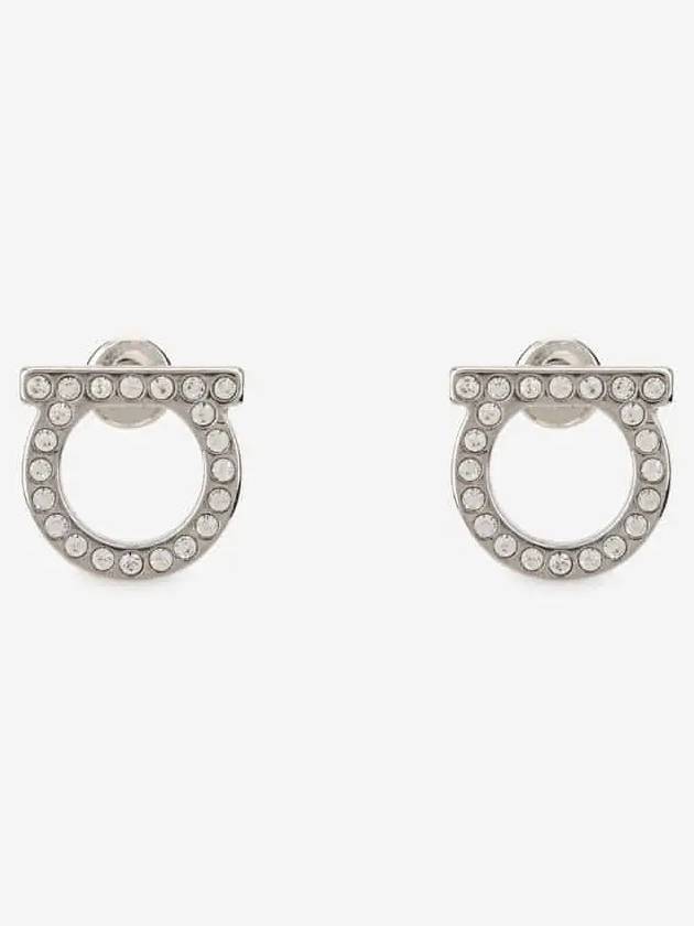 Gancini Crystal Large Earrings Silver - SALVATORE FERRAGAMO - BALAAN 3