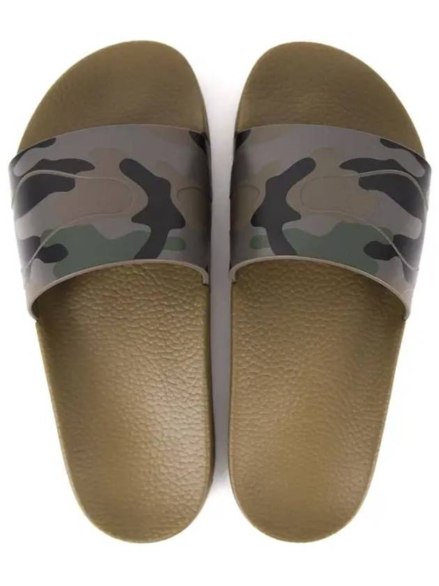 Men's Camouflage Slippers Khaki - VALENTINO - BALAAN.