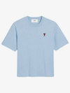 Small Heart Logo Boxy Fit Short Sleeve T-Shirt Light Blue - AMI - BALAAN 2