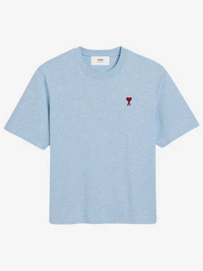 Small Heart Logo Boxy Fit Short Sleeve T-Shirt Light Blue - AMI - BALAAN 2