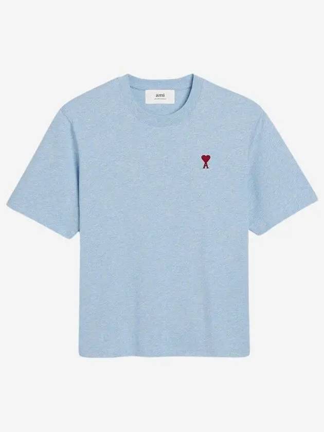 Small Heart Logo Boxy Fit Short Sleeve T-Shirt Light Blue - AMI - BALAAN 3