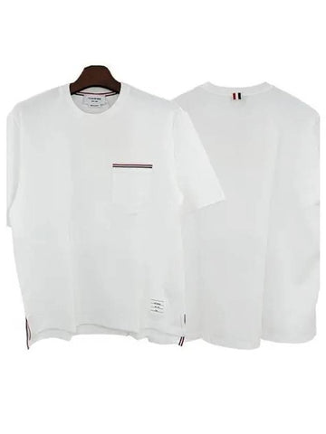 three stripe pocket short sleeve t shirt white 1094452 - THOM BROWNE - BALAAN 1