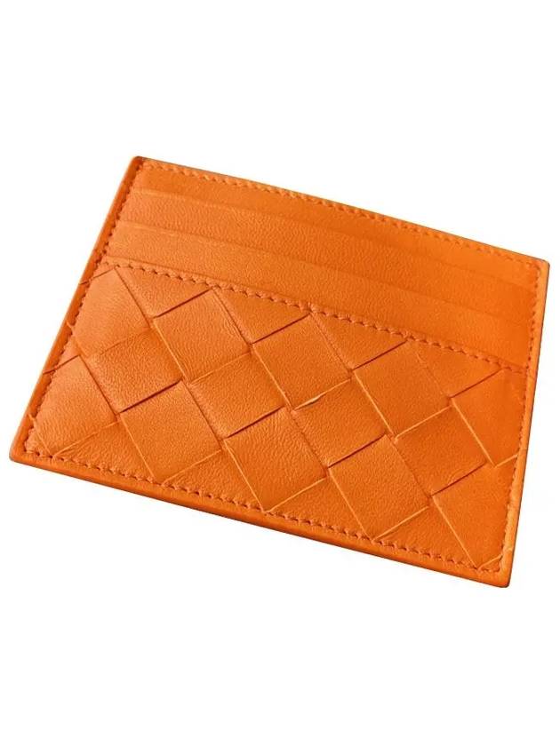 Intrecciato Leather Card Wallet Orange - BOTTEGA VENETA - BALAAN 4