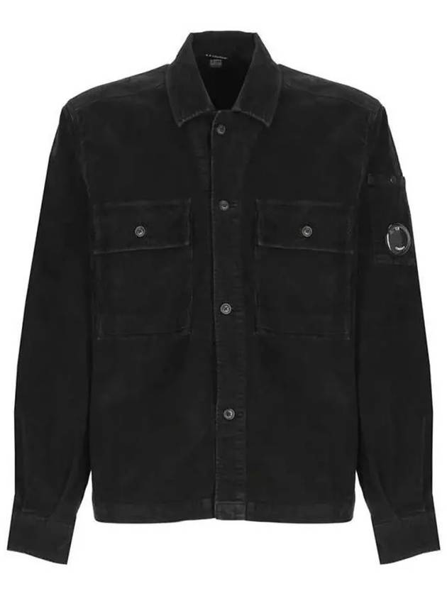 Corduroy Button Utility Shirt Jacket Black - CP COMPANY - BALAAN 2