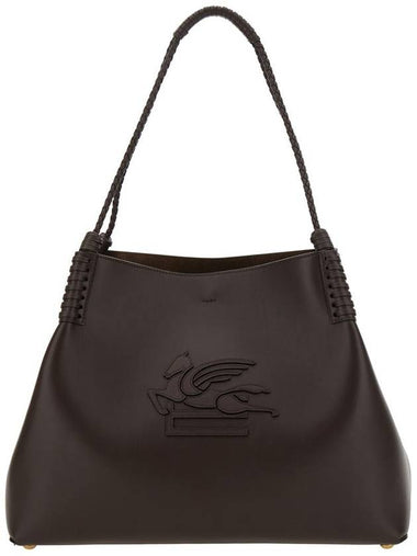 'Libra' Brown Shoulder Bag With Maxi Logo On The Front In Leather Woman - ETRO - BALAAN 1