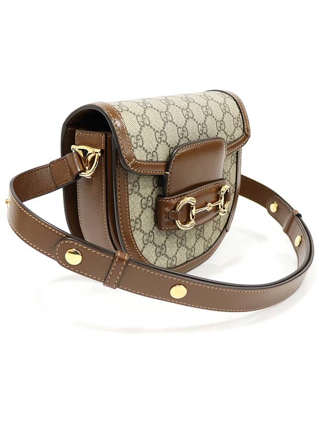 760191 GG Supreme Canvas Brown Leather Horsebit 1955 Round Mini Shoulder Bag - GUCCI - BALAAN 3