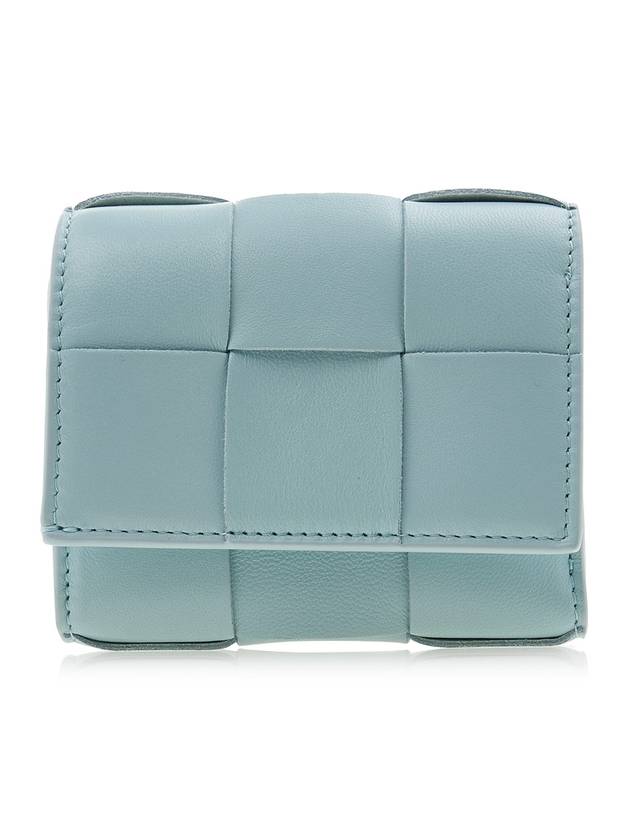 Cassette Tri-Fold Zipper Small Half Wallet Teal Washed - BOTTEGA VENETA - BALAAN 1