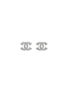 CC Logo Crystal Metal Earrings Silver - CHANEL - BALAAN 1