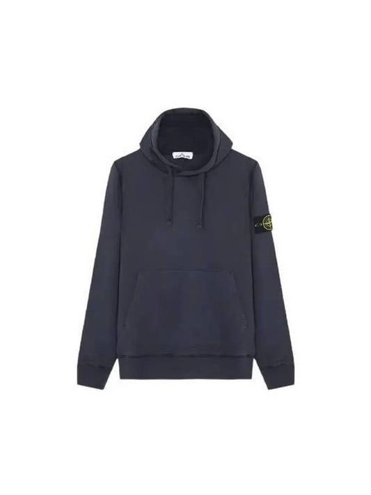 Wappen Patch Brushed Cotton Fleece Hoodie Dark Blue - STONE ISLAND - BALAAN 1