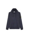 Wappen Patch Brushed Cotton Fleece Hoodie Dark Blue - STONE ISLAND - BALAAN 1