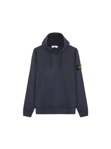 Wappen Patch Brushed Cotton Fleece Hoodie Dark Blue - STONE ISLAND - BALAAN 1