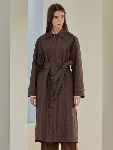 Edith belt long trench coatBROWN - ARIFF - BALAAN 1