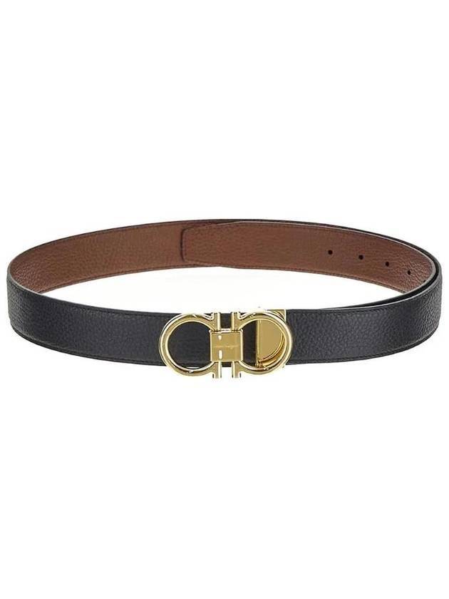 Salvatore Ganzani Reversible Leather Belt Black Brown - SALVATORE FERRAGAMO - BALAAN.