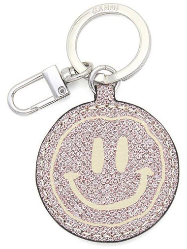 Banner Smile Glitter Key Holder Pink - GANNI - BALAAN 1