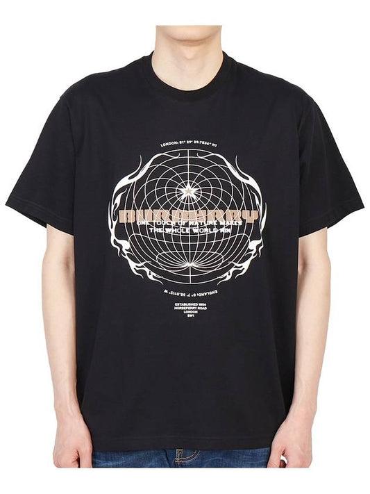 Graphic Print Overfit Cotton Short Sleeve T-Shirt Black - BURBERRY - BALAAN 2